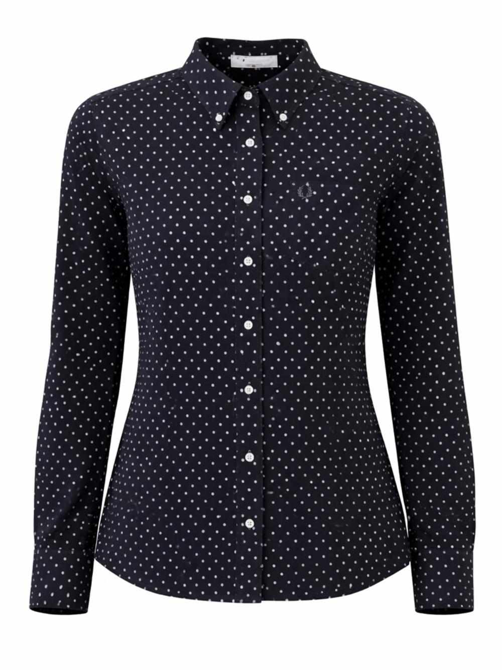 Fred Perry black polka dot cotton button down, size 6